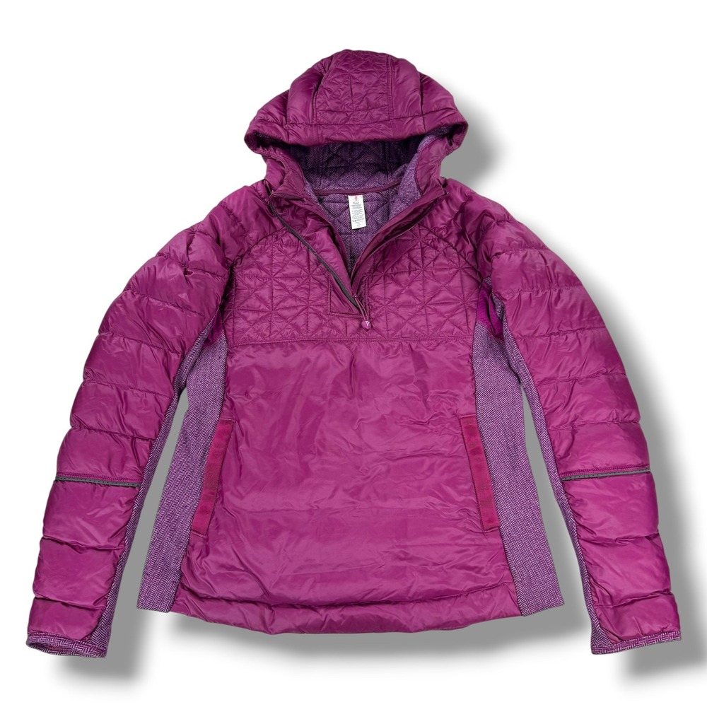 Ivivva (by Lululemon) Up to Snow Good Down Puffer Hooded Jacket Girls 14 Purple - Picture 2 of 15
